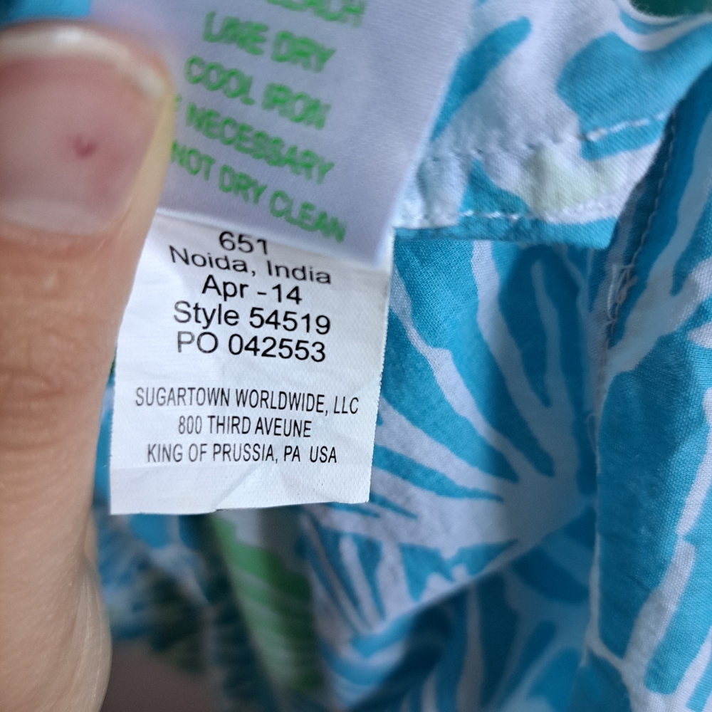 Lilly Pulitzer Captiva Tunic Blue Green Shell Print Longsleeve Button Up Size XS - Picture 11 of 12